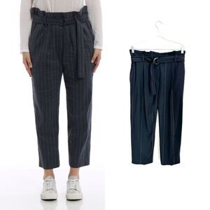 Brunello Cucinelli Black Belted Striped trousers